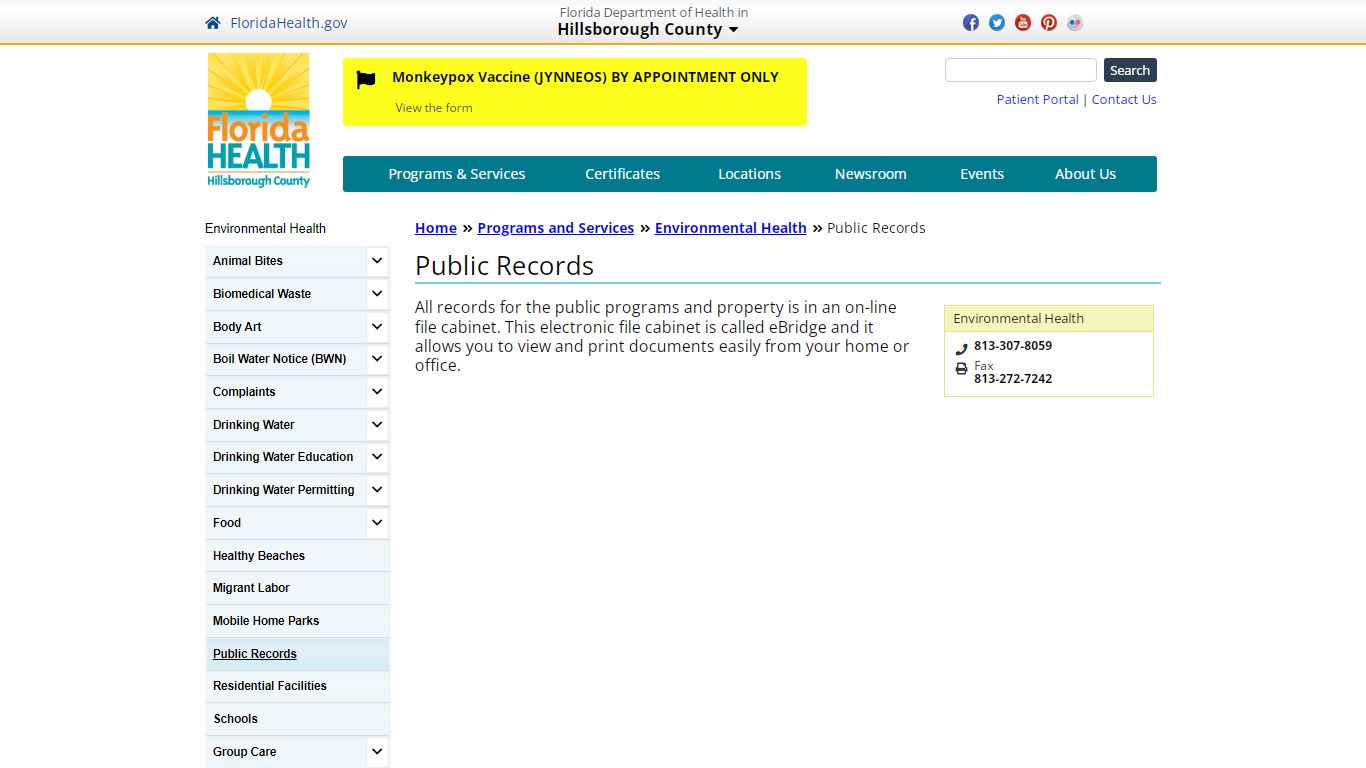 Public Records | Florida Department of Health in Hillsborough